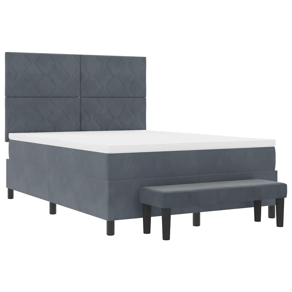 Letto a molle con materasso Grigio scuro 140 x 200 cm Velluto - homemem39