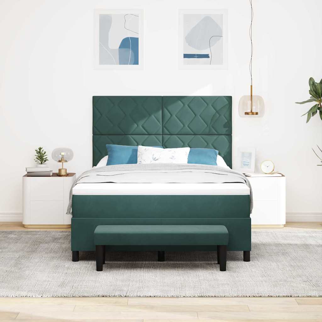 Letto a molle con testiera Verde Scuro 200 x 140 cm Velluto | homemem39