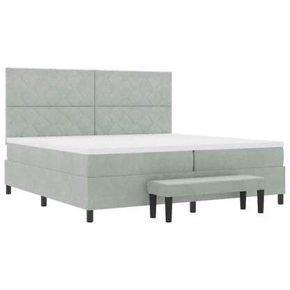 Letto a molle con materasso Grigio chiaro 200 x 200 cm Velluto - homemem39