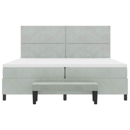 Letto a molle con materasso Grigio chiaro 200 x 200 cm Velluto