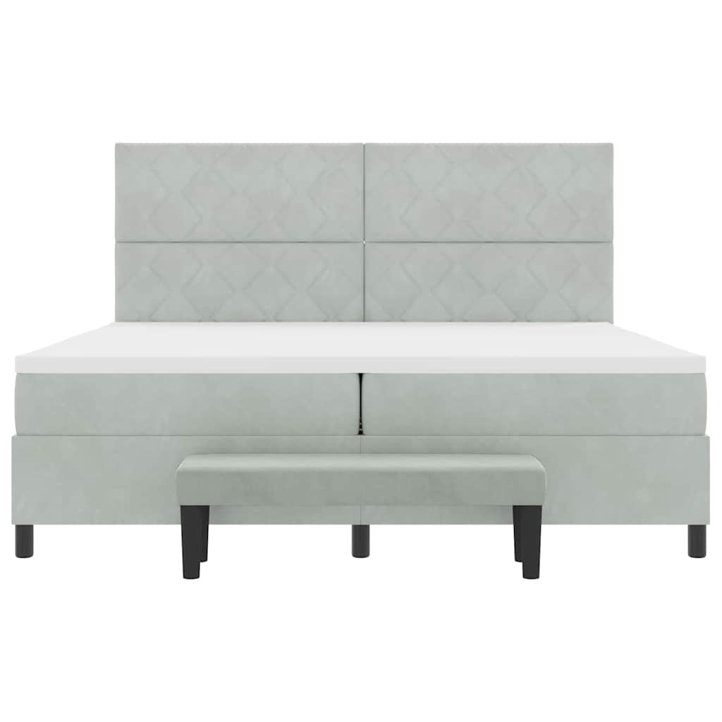 Letto a molle con materasso Grigio chiaro 200 x 200 cm Velluto - homemem39