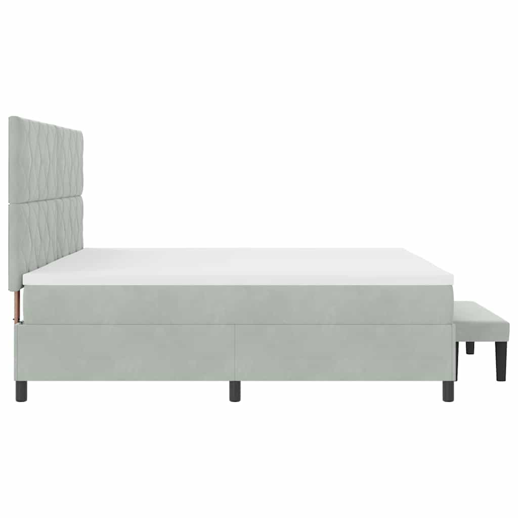 Letto a molle con materasso Grigio chiaro 200 x 200 cm Velluto - homemem39