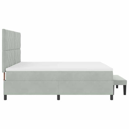 Letto a molle con materasso Grigio chiaro 200 x 200 cm Velluto - homemem39