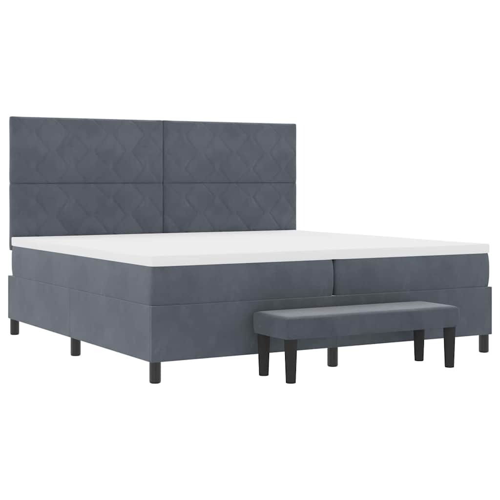 Letto a molle con materasso Grigio scuro 200 x 200 cm Velluto - homemem39