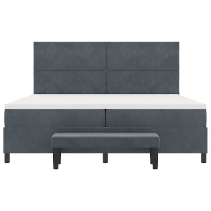 Letto a molle con materasso Grigio scuro 200 x 200 cm Velluto - homemem39