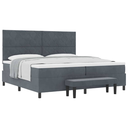 Letto a molle con materasso Grigio scuro 200 x 200 cm Velluto - homemem39