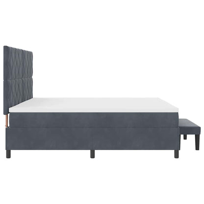 Letto a molle con materasso Grigio scuro 200 x 200 cm Velluto