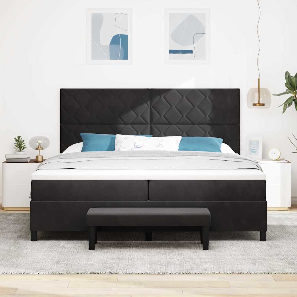 Letto a molle con materasso Nero 200 x 200 cm Velluto - homemem39