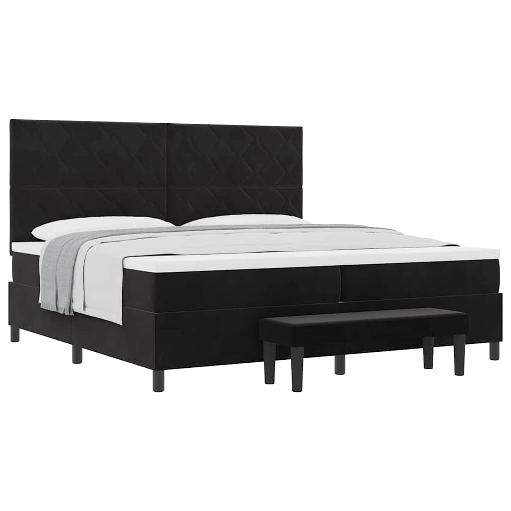 Letto a molle con materasso Nero 200 x 200 cm Velluto - homemem39