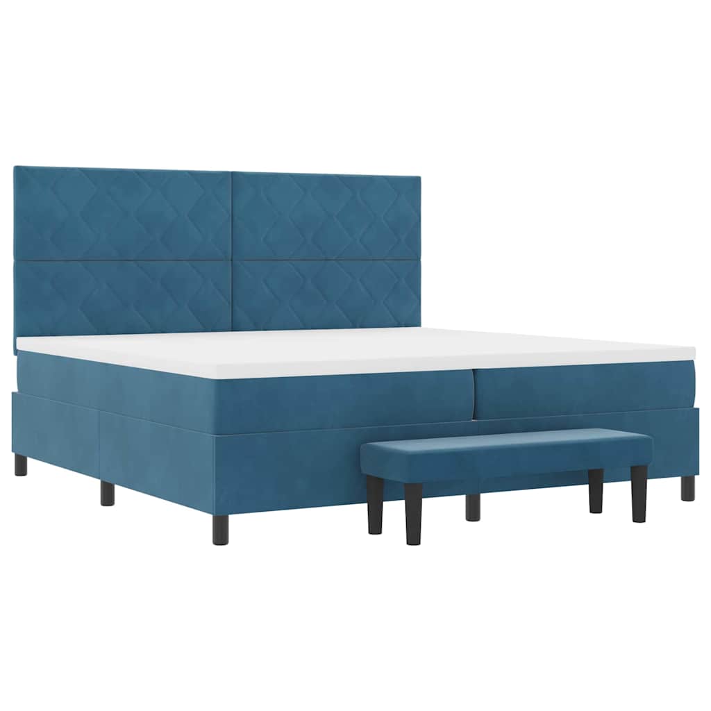 Letto a molle con testiera Blu scuro 200 x 200 cm Velluto | homemem39