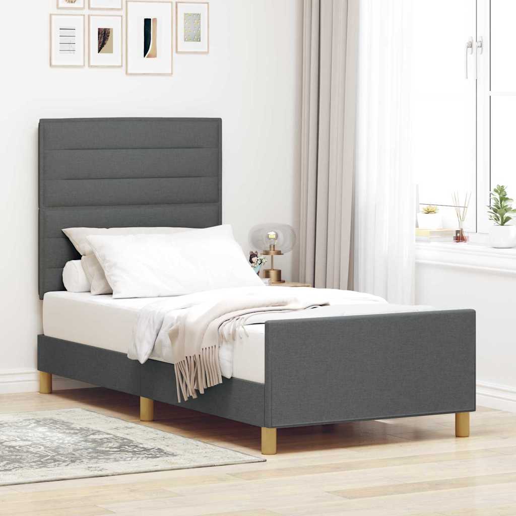 Struttura del letto Grigio scuro 80 x 200 cm Tessuto | homemem39