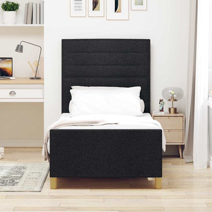 Struttura del letto con testiera Nero 90 x 190 cm Tessuto | homemem39