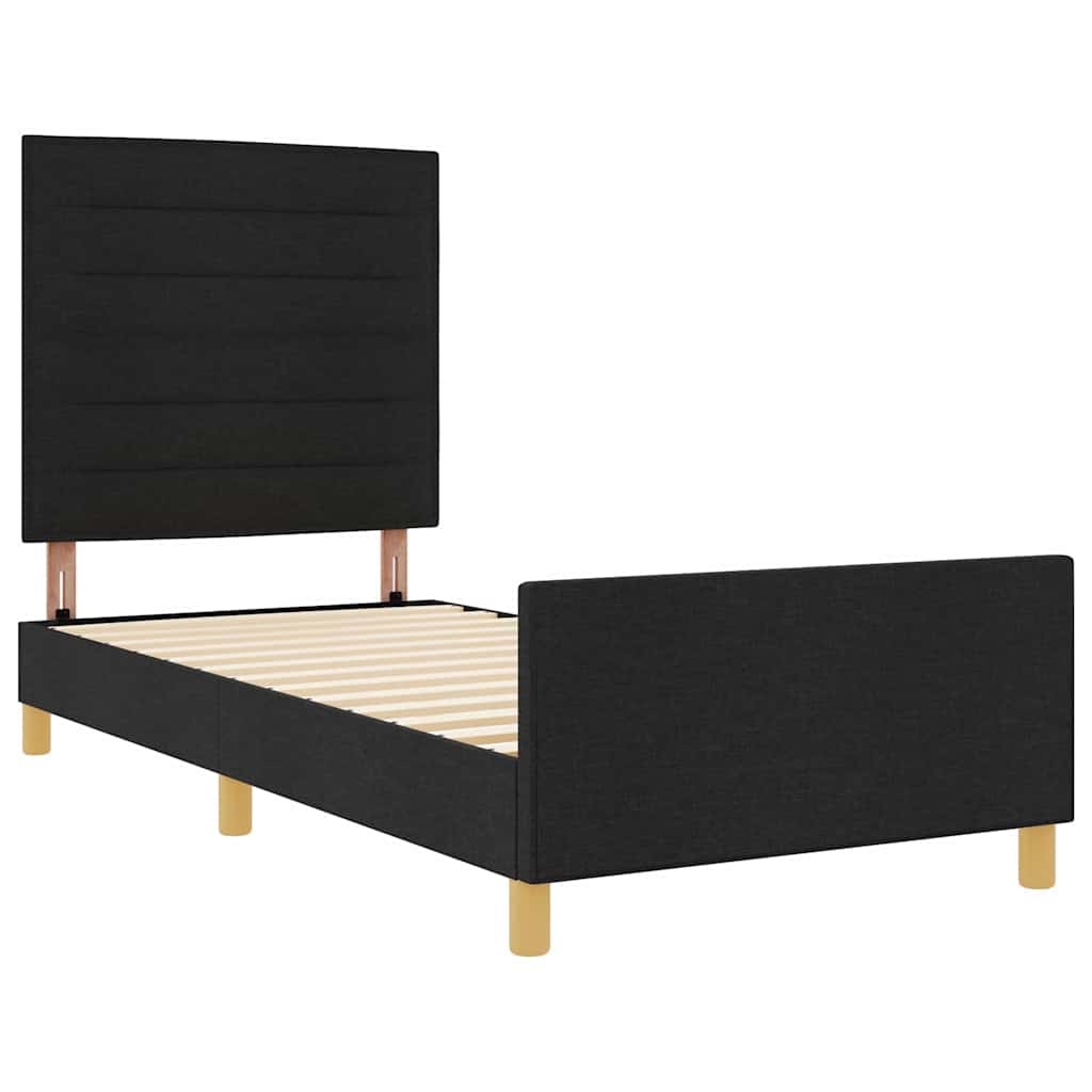 Struttura del letto con testiera Nero 90 x 190 cm Tessuto | homemem39