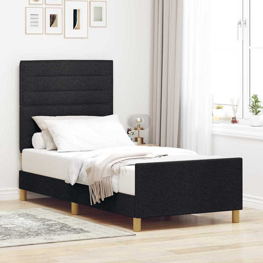 Struttura del letto con testiera Nero 90 x 200 cm Tessuto | homemem39
