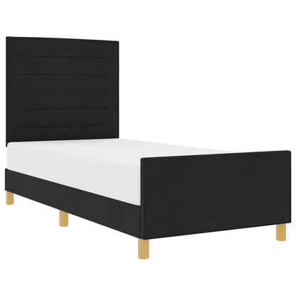 Struttura del letto con testiera Nero 90 x 200 cm Tessuto | homemem39