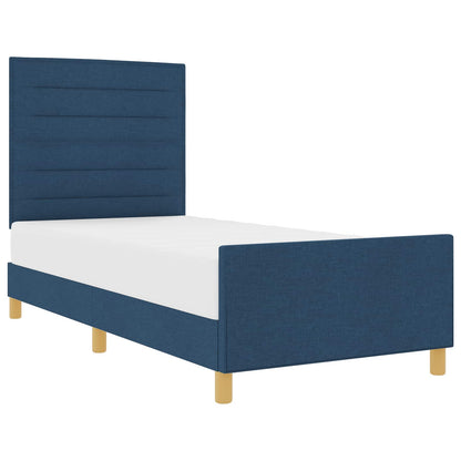 Struttura del letto con testiera Blu 90 x 200 cm Tessuto | homemem39