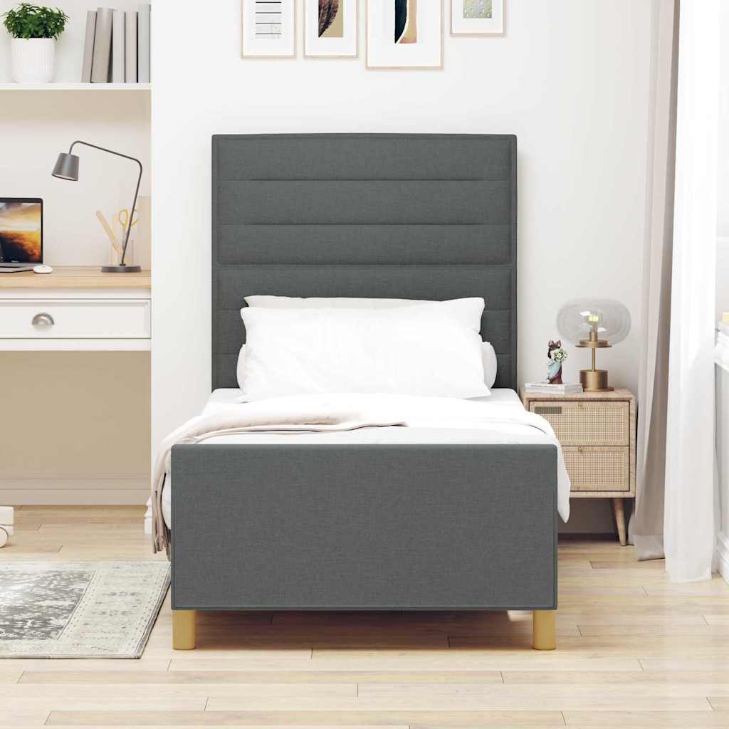 Struttura del letto Grigio scuro 100 x 200 cm Tessuto | homemem39