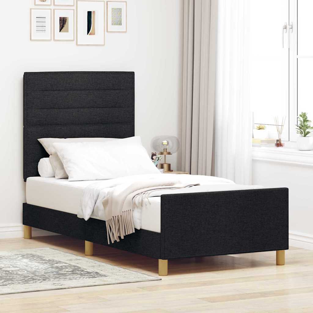 Struttura del letto con testiera Nero 100 x 200 cm Tessuto | homemem39