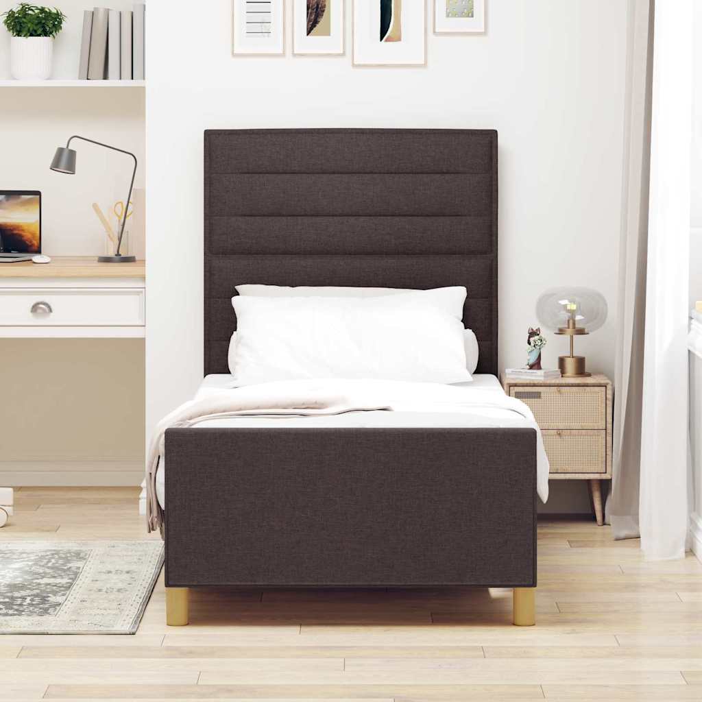 Struttura del letto Marrone scuro 100 x 200 cm Tessuto | homemem39