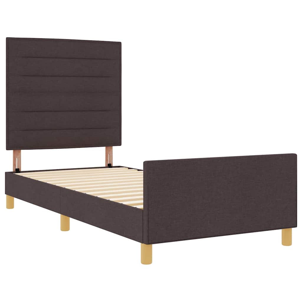 Struttura del letto Marrone scuro 100 x 200 cm Tessuto | homemem39