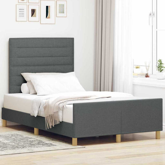 Struttura del letto Grigio scuro 120 x 190 cm Tessuto | homemem39