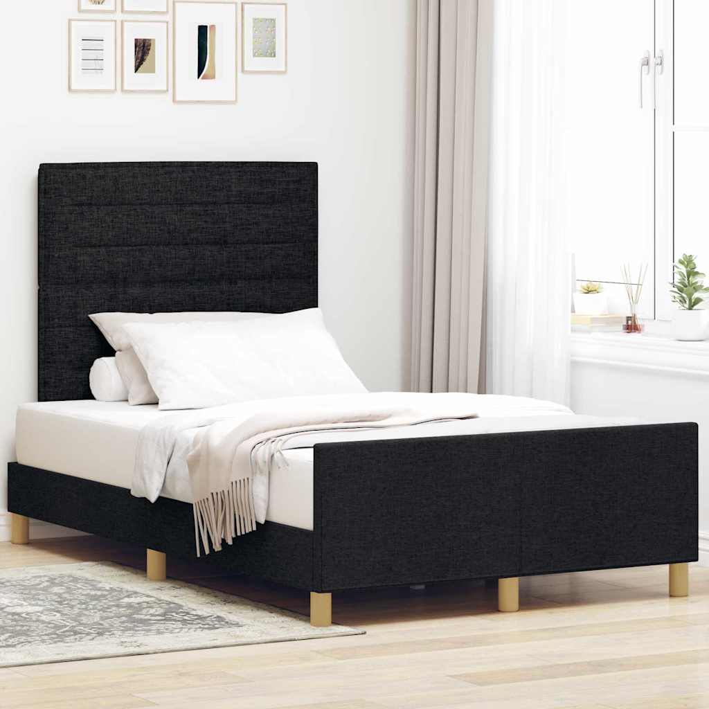 Struttura del letto con testiera Nero 120 x 190 cm Tessuto | homemem39