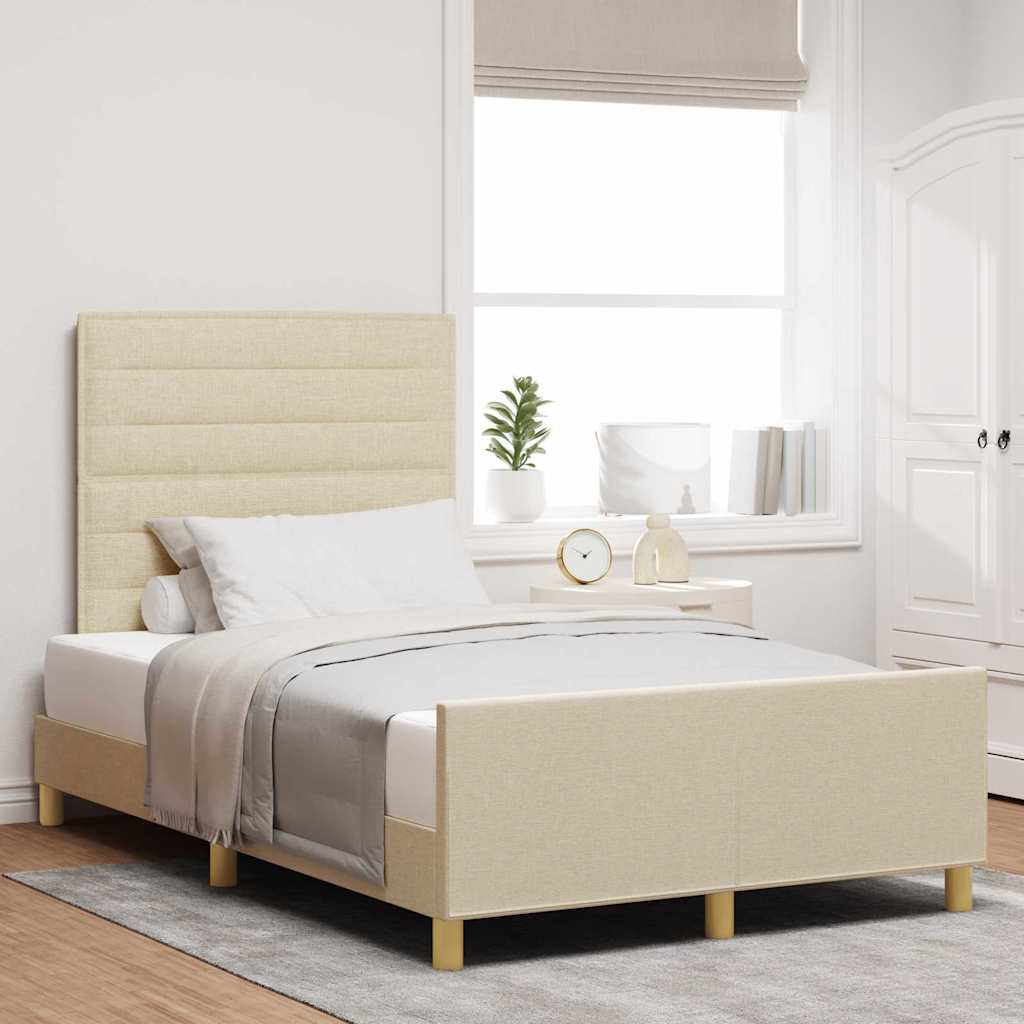 Struttura del letto con testiera Crema 120 x 190 cm Tessuto | homemem39