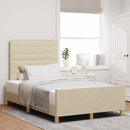 Struttura del letto con testiera Crema 120 x 190 cm Tessuto | homemem39