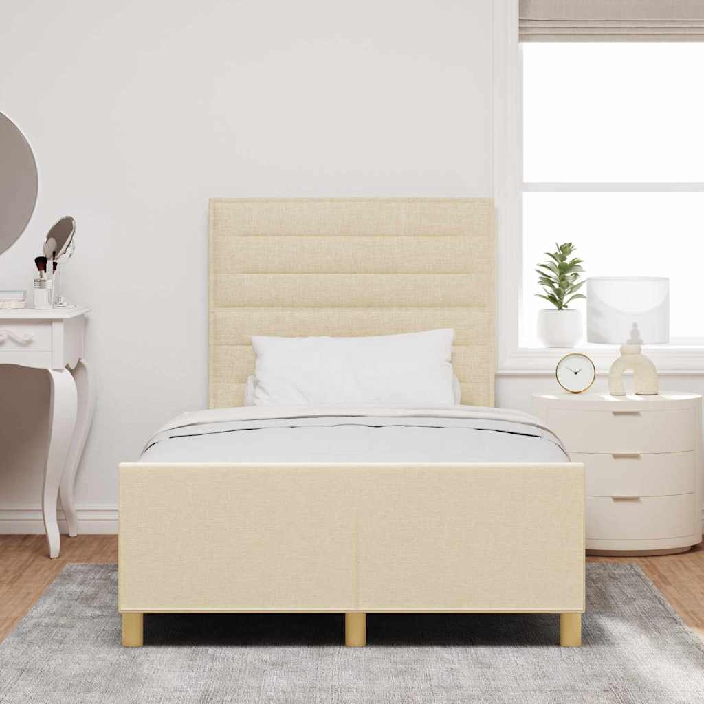 Struttura del letto con testiera Crema 120 x 190 cm Tessuto | homemem39