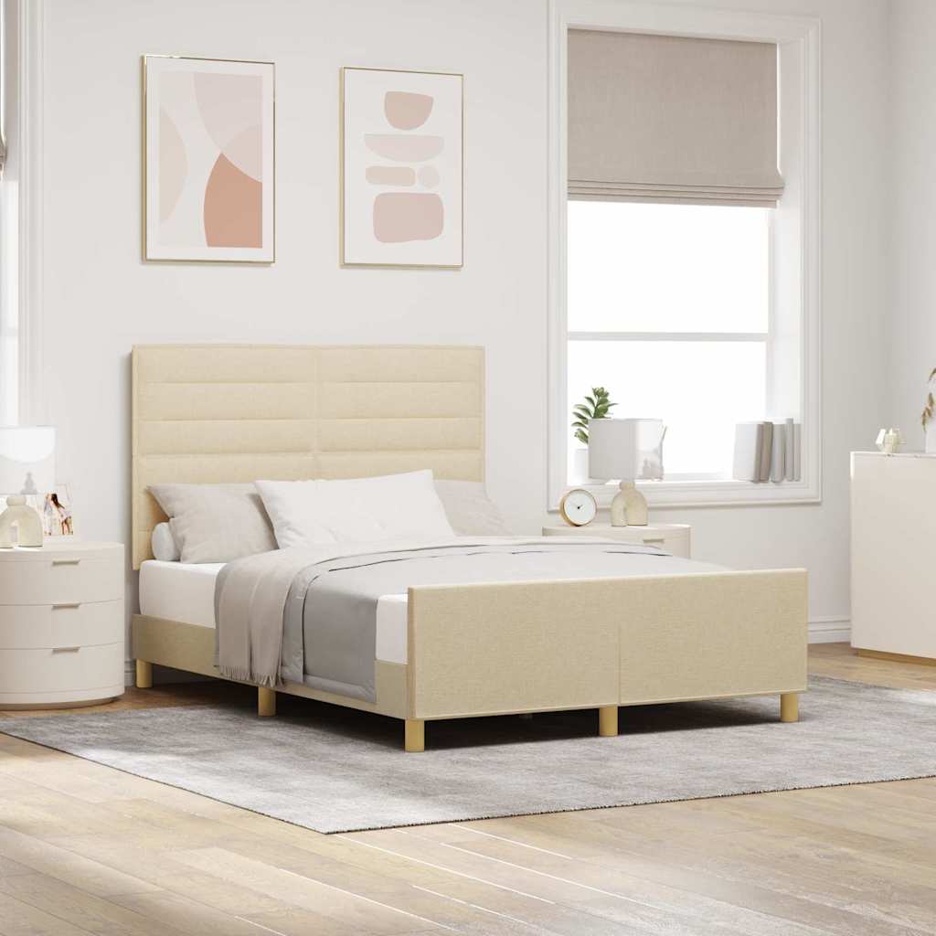 Struttura del letto con testiera Crema 140 x 190 cm Tessuto | homemem39