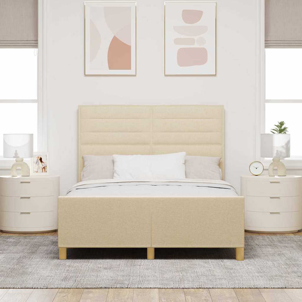 Struttura del letto con testiera Crema 140 x 200 cm Tessuto | homemem39