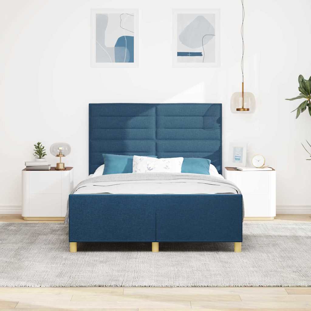 Struttura del letto con testiera Blu 140 x 200 cm Tessuto | homemem39