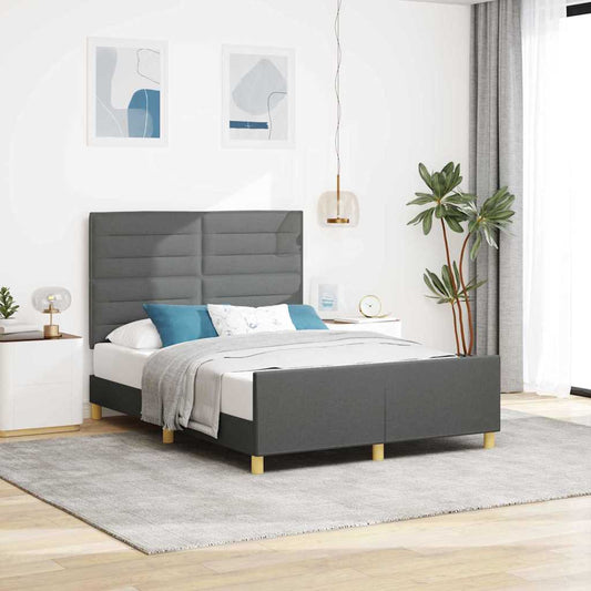 Struttura del letto Grigio scuro 160 x 200 cm Tessuto | homemem39