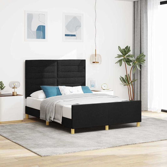 Struttura del letto con testiera Nero 160 x 200 cm Tessuto | homemem39