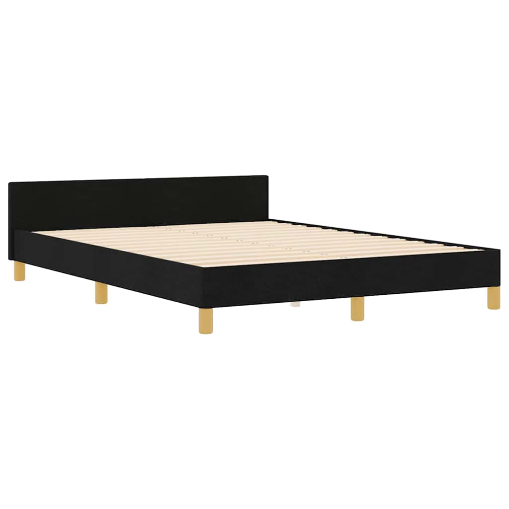 Struttura del letto con testiera Nero 160 x 200 cm Tessuto | homemem39