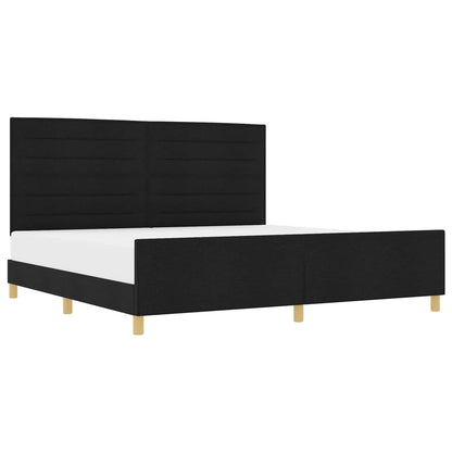 Struttura del letto con testiera Nero 200 x 200 cm Tessuto | homemem39
