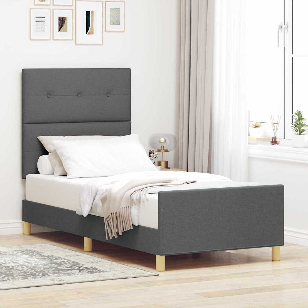 Struttura del letto Grigio scuro 80 x 200 cm Tessuto | homemem39