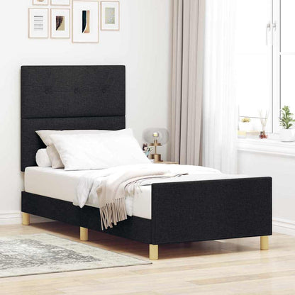 Struttura del letto con testiera Nero 80 x 200 cm Tessuto | homemem39