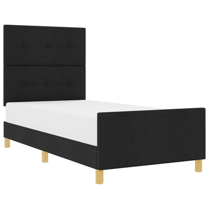 Struttura del letto con testiera Nero 90 x 190 cm Tessuto | homemem39