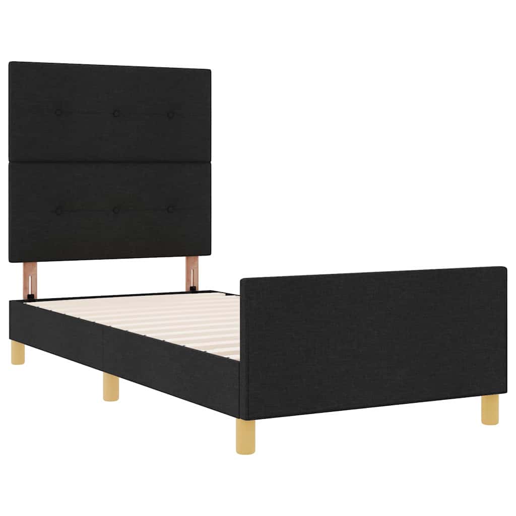 Struttura del letto con testiera Nero 90 x 190 cm Tessuto | homemem39