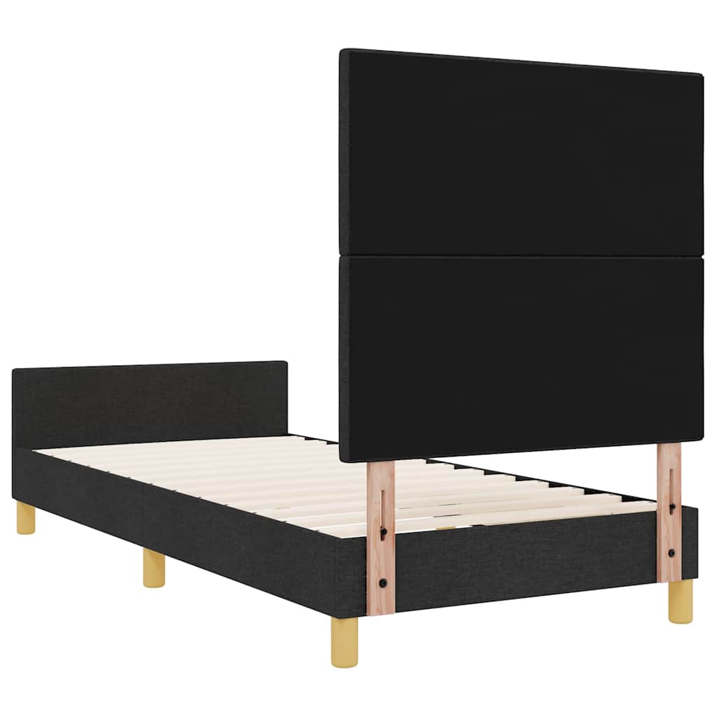 Struttura del letto con testiera Nero 90 x 190 cm Tessuto | homemem39