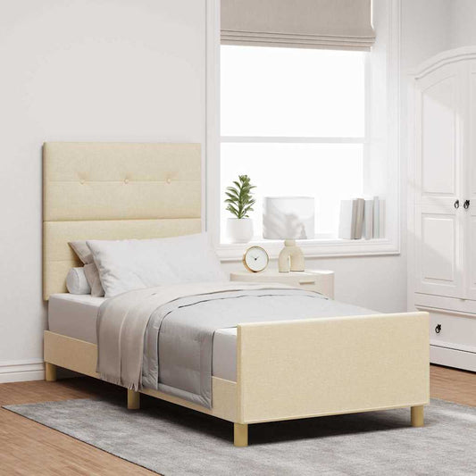 Struttura del letto con testiera Crema 90 x 190 cm Tessuto | homemem39