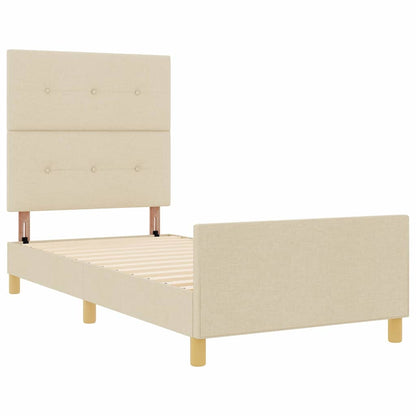 Struttura del letto con testiera Crema 90 x 190 cm Tessuto | homemem39