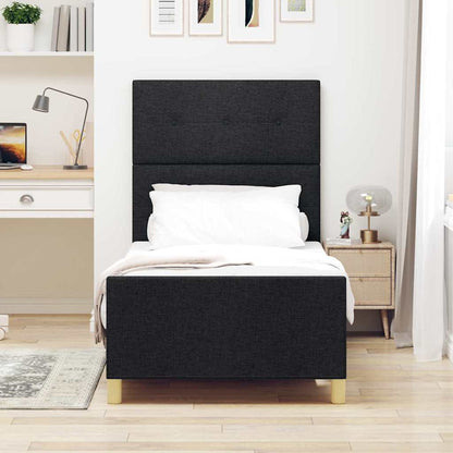 Struttura del letto con testiera Nero 90 x 200 cm Tessuto | homemem39