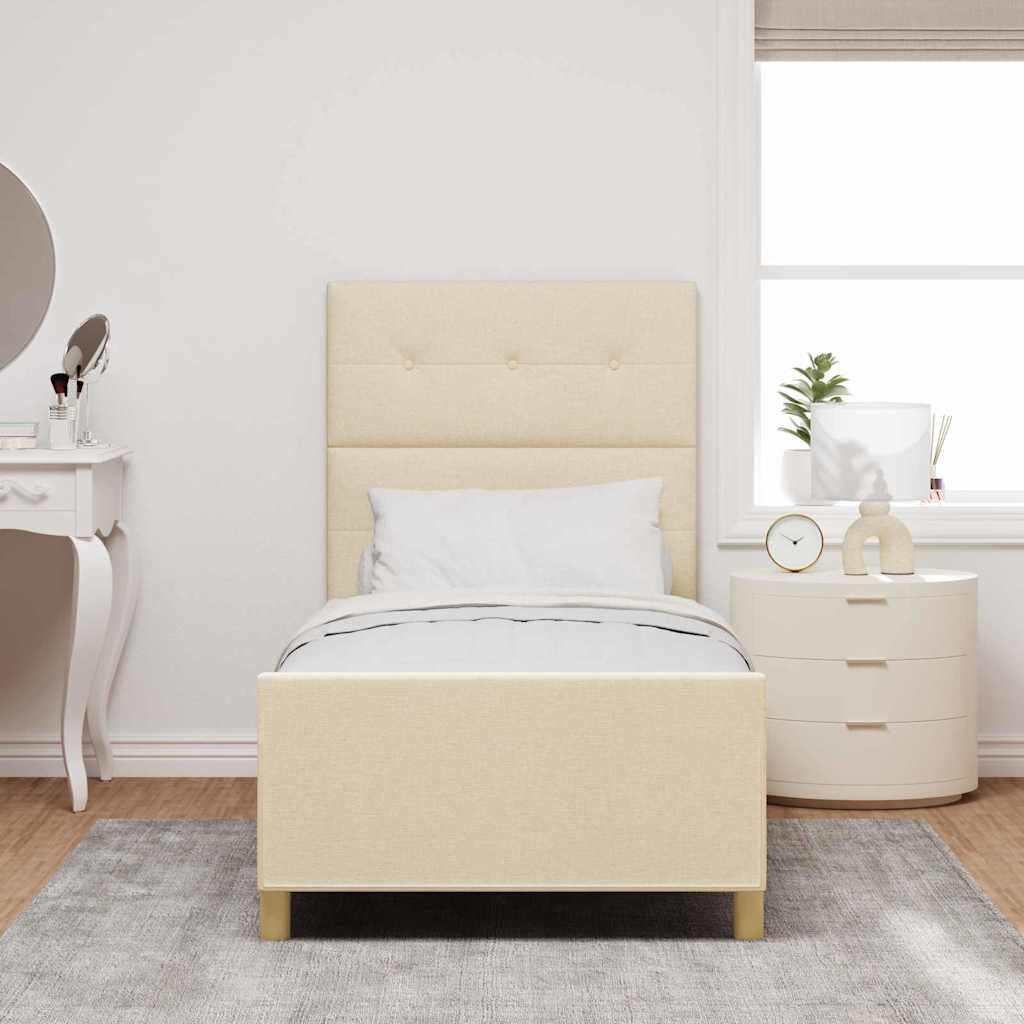 Struttura del letto con testiera Crema 100 x 200 cm Tessuto | homemem39