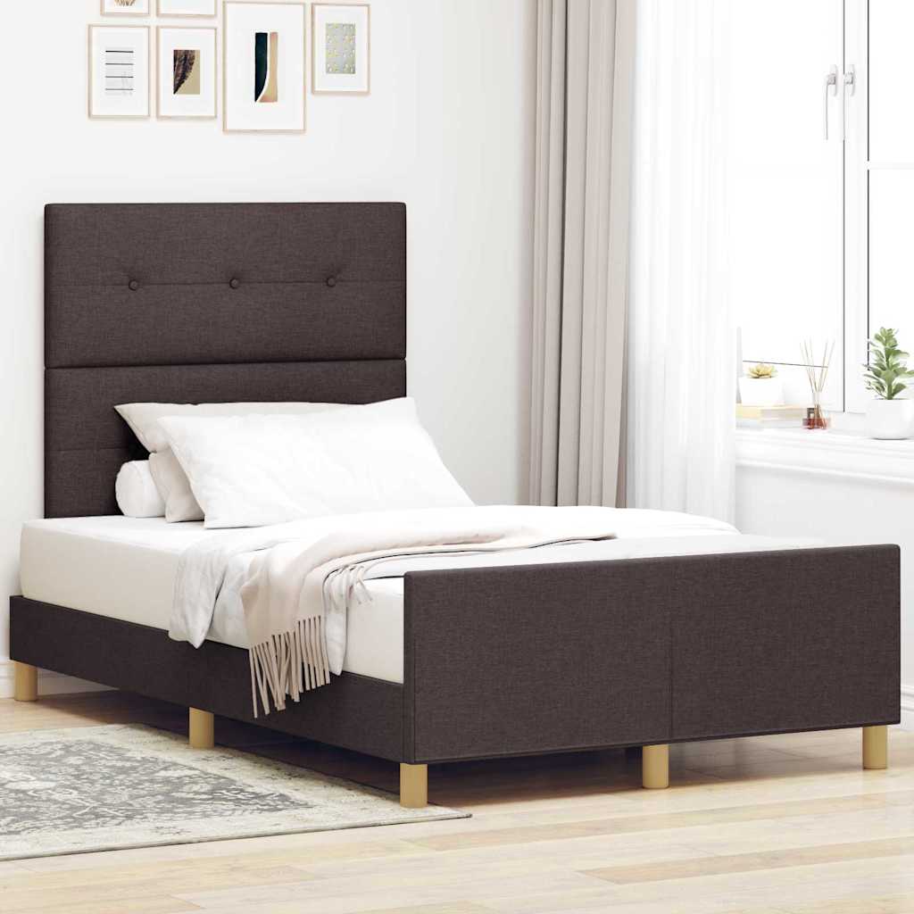 Struttura del letto Marrone scuro 120 x 190 cm Tessuto