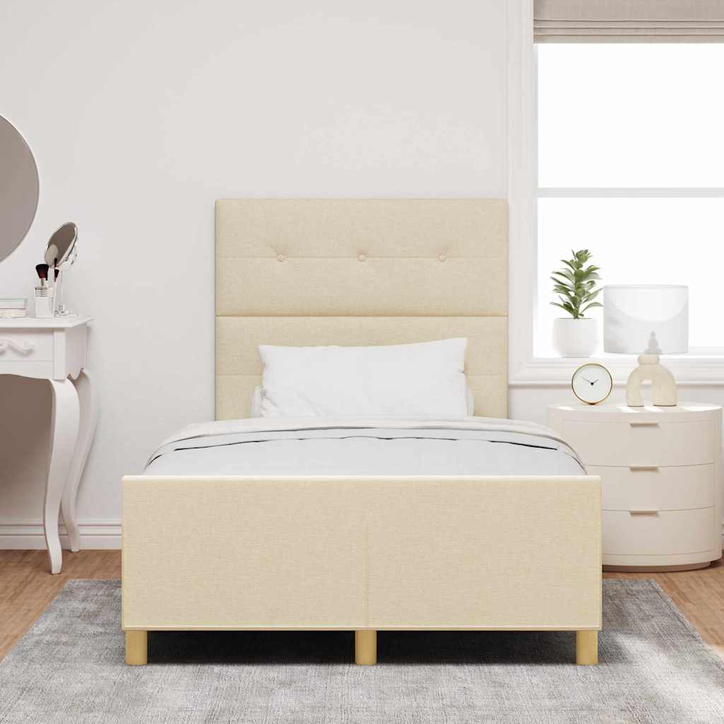 Struttura del letto con testiera Crema 120 x 190 cm Tessuto | homemem39