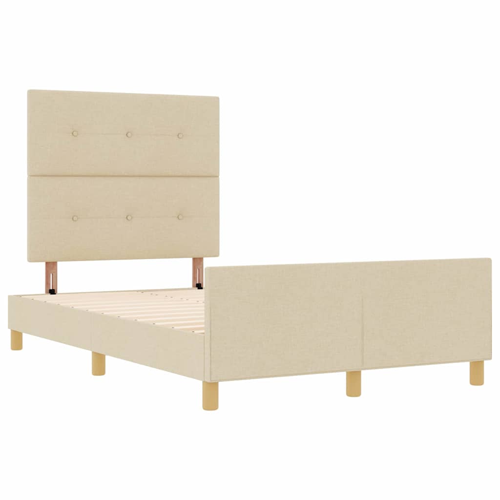 Struttura del letto con testiera Crema 120 x 190 cm Tessuto | homemem39