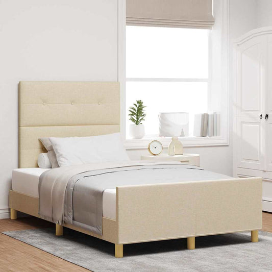 Struttura del letto con testiera Crema 120 x 200 cm Tessuto | homemem39