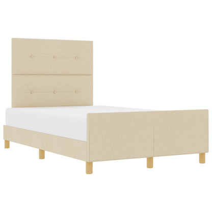 Struttura del letto con testiera Crema 120 x 200 cm Tessuto | homemem39